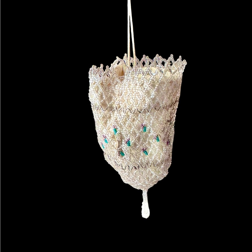 Elegant Beaded Handbag with Green Accents